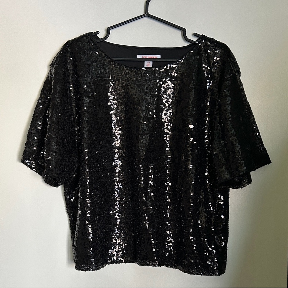 Joe Fresh Sparkling Black Short Sleeve Top